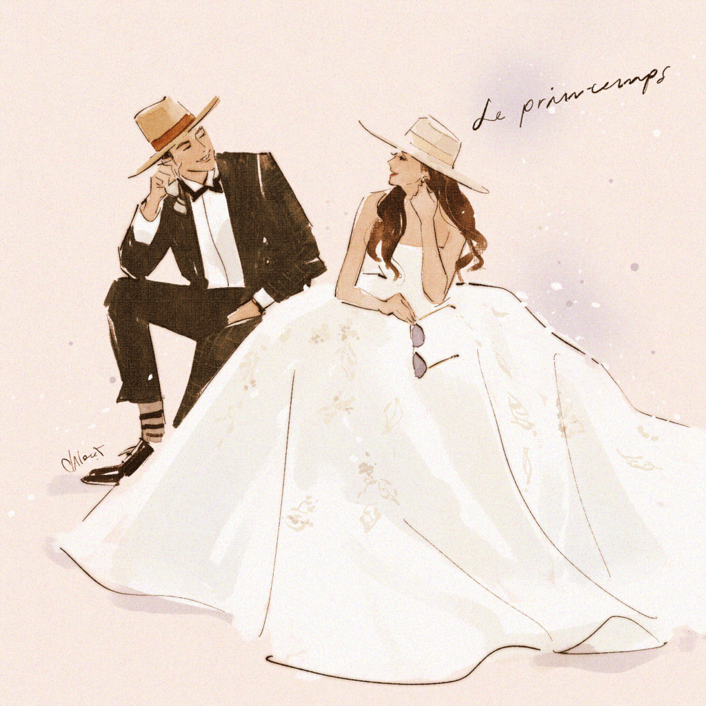 wedding illustration art couple